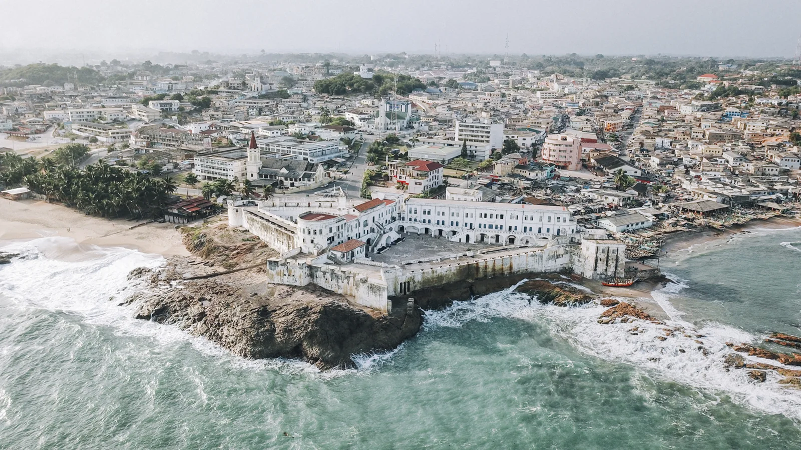Cape Coast Castle above the Atlantic surf